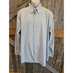 Charles Tyrwhitt size 18 / 46cm grey plaid long sleeve slim fit button up EUC ^